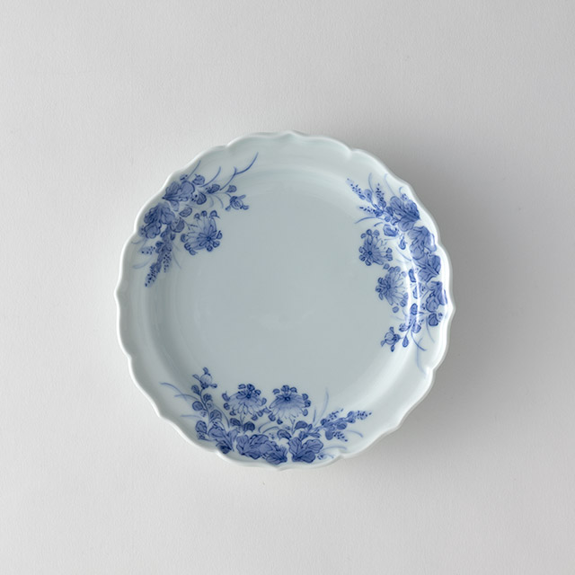 三川内焼　菊萩桔梗渕皿18cm
