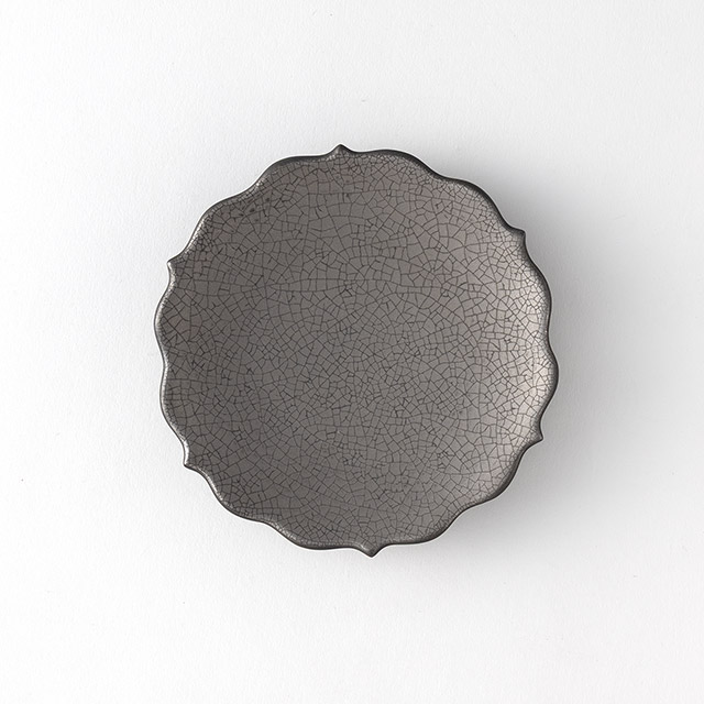 凛花皿　15cm　萩焼　シルバー