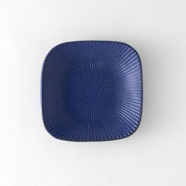 SEN　角皿17cm　益子焼　ブルー