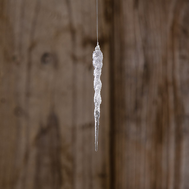 ガラスオーナメント　Icicle clear frosted