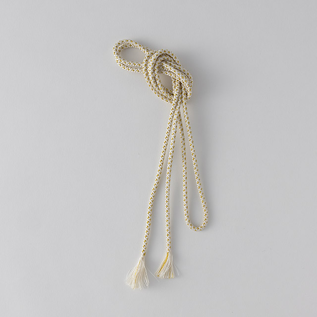 組紐（丸）極細　白／金　房3cm