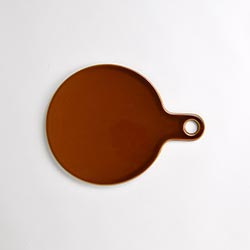 陶器丸カッティングボード20cm茶